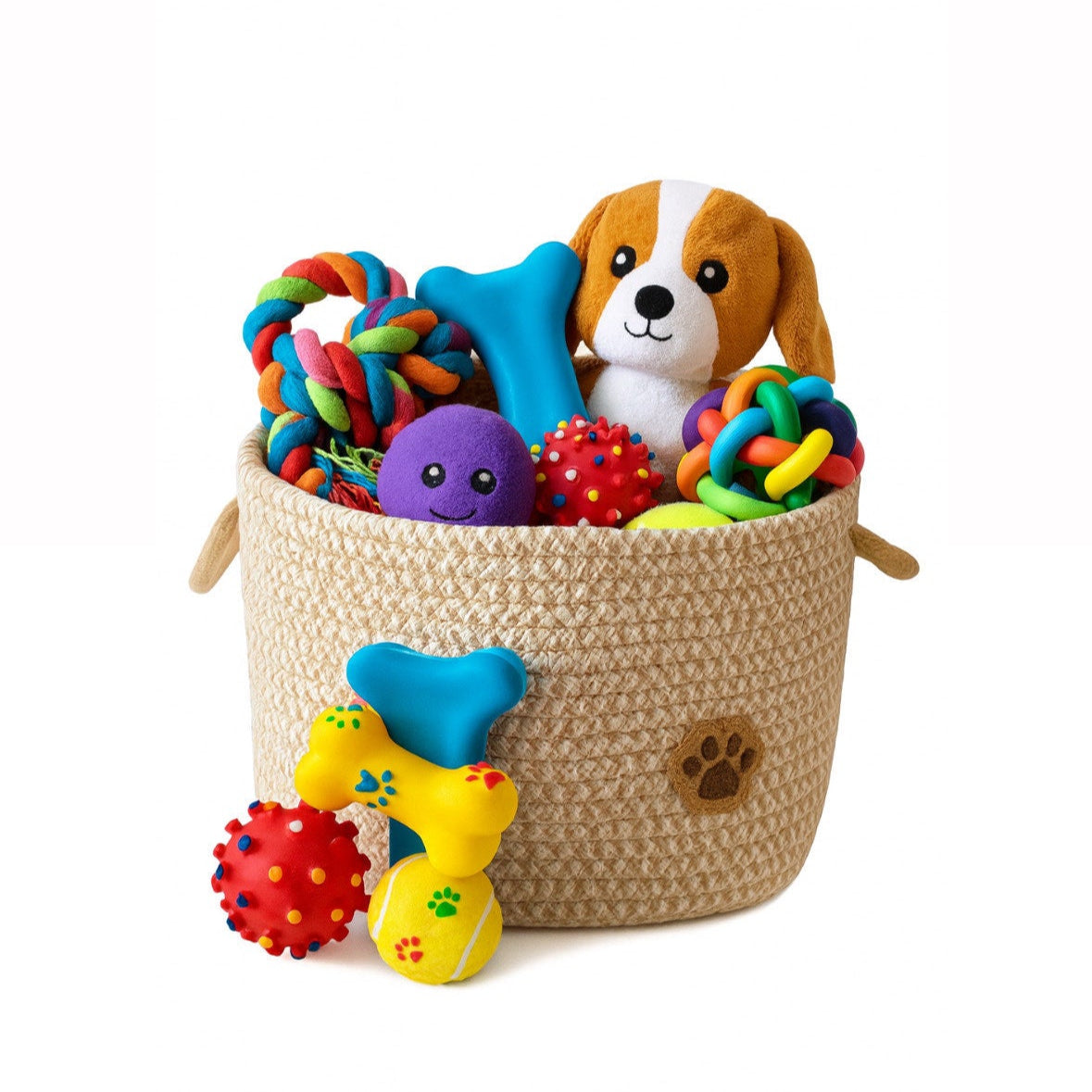 Aufbewahrungskorb aus Seil – Pfoten-Design & Naturstil | Miaora™