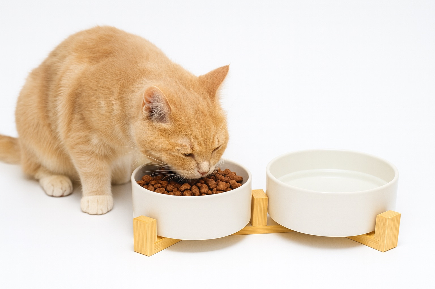 Erhöhte Design-Futternäpfe – Doppelnapf aus Keramik & Holz | Miaora™