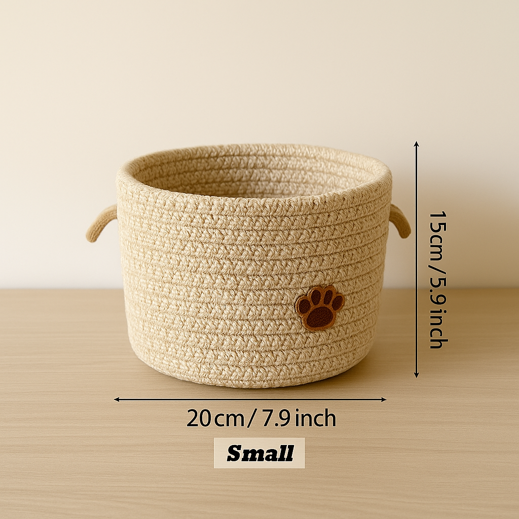 Aufbewahrungskorb aus Seil – Pfoten-Design & Naturstil | Miaora™